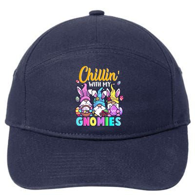 Cute Easter Gnomes Easter Bunnies Chillin With My Gnomies Gift 7-Panel Snapback Hat