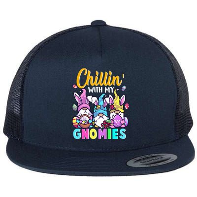 Cute Easter Gnomes Easter Bunnies Chillin With My Gnomies Gift Flat Bill Trucker Hat