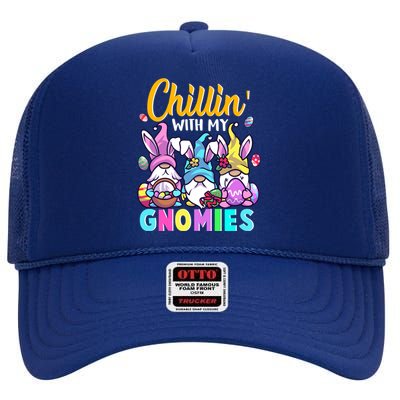 Cute Easter Gnomes Easter Bunnies Chillin With My Gnomies Gift High Crown Mesh Back Trucker Hat