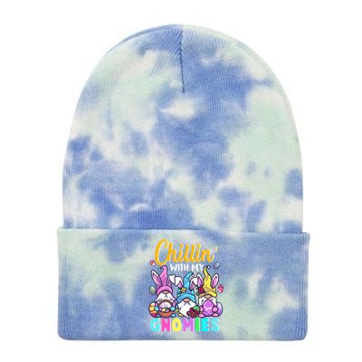 Cute Easter Gnomes Easter Bunnies Chillin With My Gnomies Gift Tie Dye 12in Knit Beanie