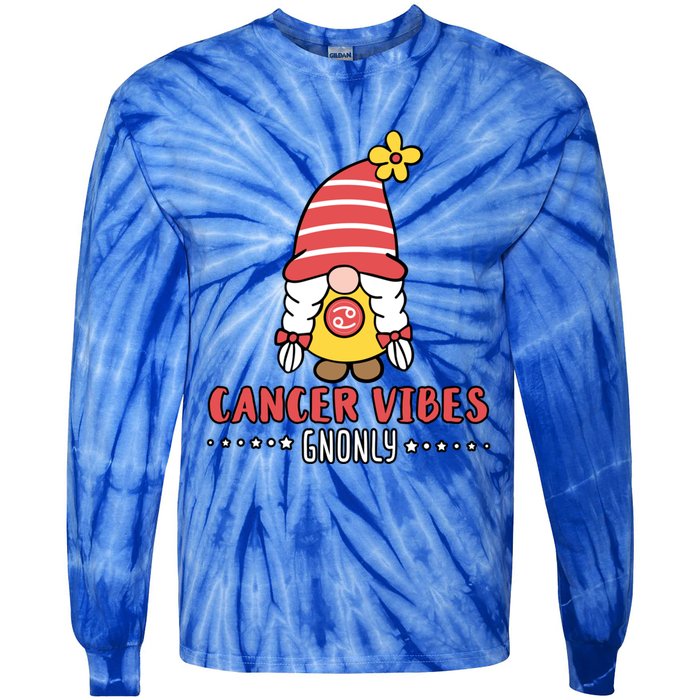 Cancer Energy Gnonly Astrology Gnome Zodiac Birth Sign Quote Gift Tie-Dye Long Sleeve Shirt