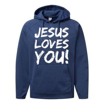 Christian Evangelism Gift Jesus Loves You! Gift Performance Fleece Hoodie