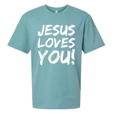 Christian Evangelism Gift Jesus Loves You! Gift Sueded Cloud Jersey T-Shirt