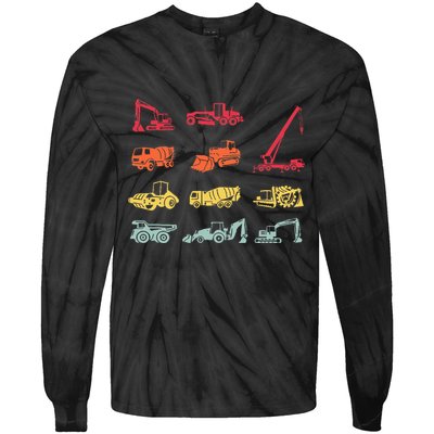 Construction Equipment Heavy Equipment Operator Tie-Dye Long Sleeve Shirt