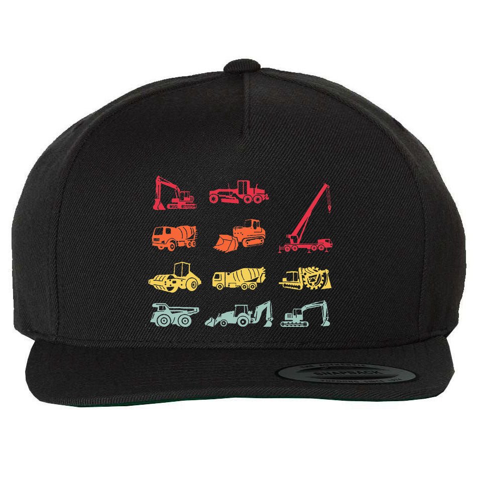 Construction Equipment Heavy Equipment Operator Wool Snapback Cap