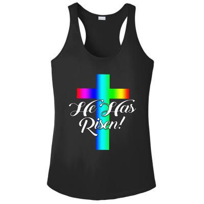 Christian Easter He Has Risen Gift Idea Jesus Ladies PosiCharge Competitor Racerback Tank