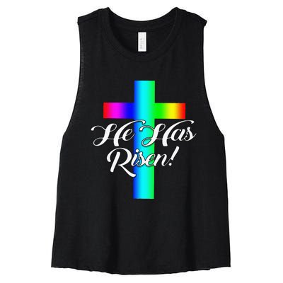 Christian Easter He Has Risen Gift Idea Jesus Women's Racerback Cropped Tank