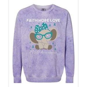 Cute Elephant I Have PTSD Awareness PTSD Awareness Hope Support Love Colorblast Crewneck Sweatshirt