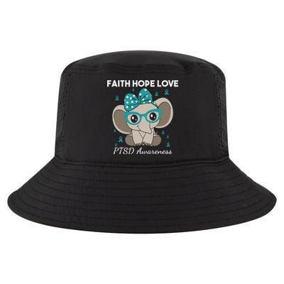 Cute Elephant I Have PTSD Awareness PTSD Awareness Hope Support Love Cool Comfort Performance Bucket Hat