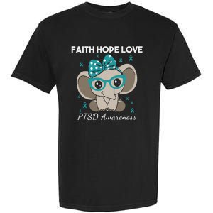 Cute Elephant I Have PTSD Awareness PTSD Awareness Hope Support Love Garment-Dyed Heavyweight T-Shirt