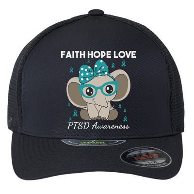 Cute Elephant I Have PTSD Awareness PTSD Awareness Hope Support Love Flexfit Unipanel Trucker Cap