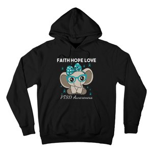 Cute Elephant I Have PTSD Awareness PTSD Awareness Hope Support Love Hoodie