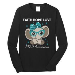 Cute Elephant I Have PTSD Awareness PTSD Awareness Hope Support Love Long Sleeve Shirt