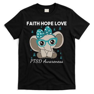 Cute Elephant I Have PTSD Awareness PTSD Awareness Hope Support Love T-Shirt