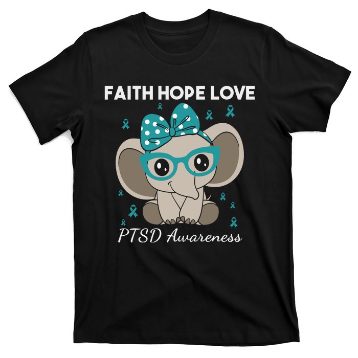 Cute Elephant I Have PTSD Awareness PTSD Awareness Hope Support Love T-Shirt