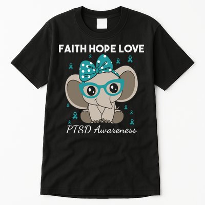 Cute Elephant I Have PTSD Awareness PTSD Awareness Hope Support Love Tall T-Shirt