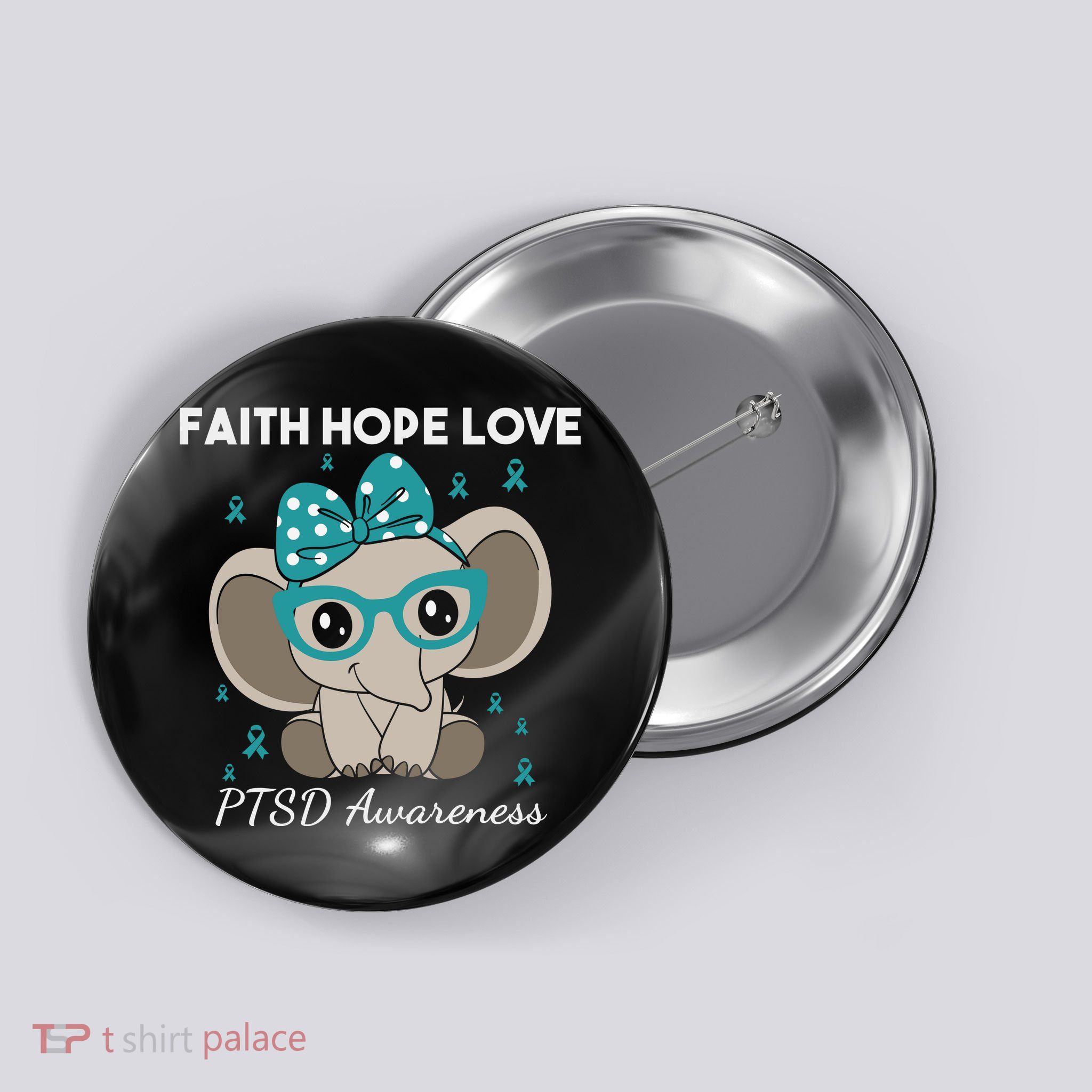 Cute Elephant I Have PTSD Awareness PTSD Awareness Hope Support Love Button