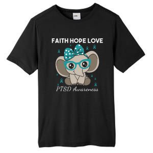 Cute Elephant I Have PTSD Awareness PTSD Awareness Hope Support Love Tall Fusion ChromaSoft Performance T-Shirt