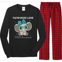 Cute Elephant I Have PTSD Awareness PTSD Awareness Hope Support Love Long Sleeve Pajama Set