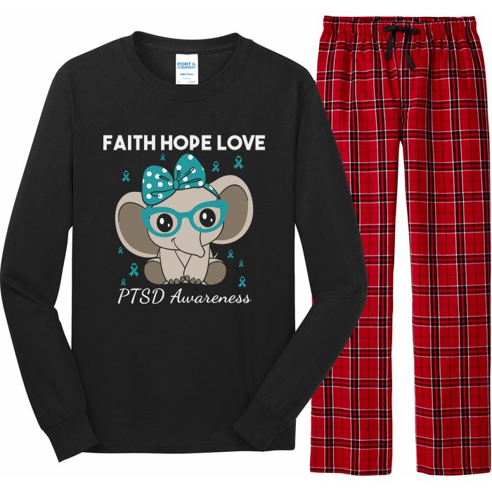 Cute Elephant I Have PTSD Awareness PTSD Awareness Hope Support Love Long Sleeve Pajama Set