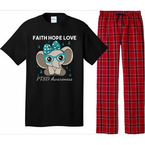 Cute Elephant I Have PTSD Awareness PTSD Awareness Hope Support Love Pajama Set