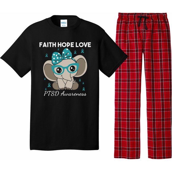 Cute Elephant I Have PTSD Awareness PTSD Awareness Hope Support Love Pajama Set