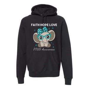 Cute Elephant I Have PTSD Awareness PTSD Awareness Hope Support Love Premium Hoodie