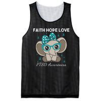 Cute Elephant I Have PTSD Awareness PTSD Awareness Hope Support Love Mesh Reversible Basketball Jersey Tank