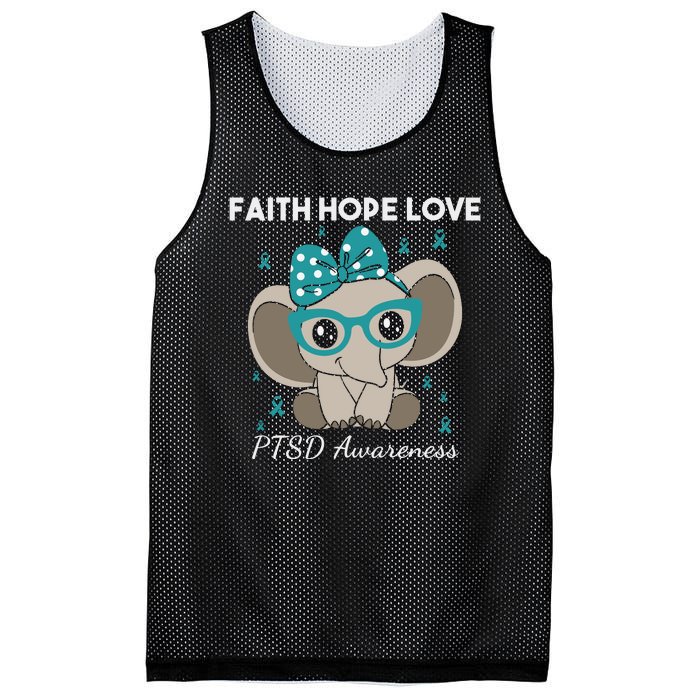 Cute Elephant I Have PTSD Awareness PTSD Awareness Hope Support Love Mesh Reversible Basketball Jersey Tank