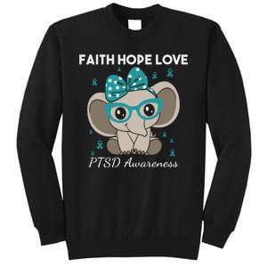 Cute Elephant I Have PTSD Awareness PTSD Awareness Hope Support Love Tall Sweatshirt