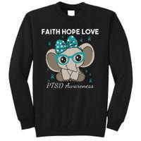 Cute Elephant I Have PTSD Awareness PTSD Awareness Hope Support Love Tall Sweatshirt