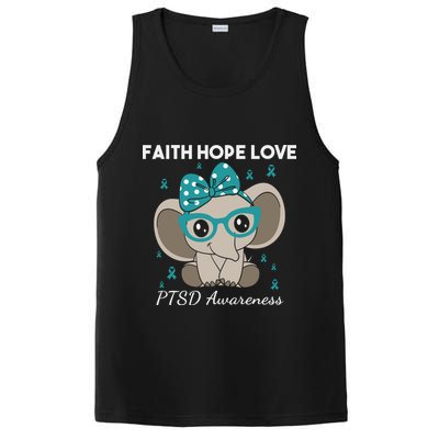 Cute Elephant I Have PTSD Awareness PTSD Awareness Hope Support Love PosiCharge Competitor Tank
