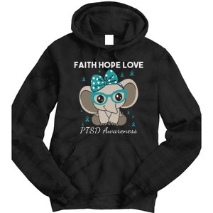 Cute Elephant I Have PTSD Awareness PTSD Awareness Hope Support Love Tie Dye Hoodie