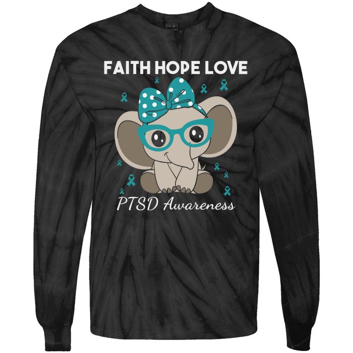 Cute Elephant I Have PTSD Awareness PTSD Awareness Hope Support Love Tie-Dye Long Sleeve Shirt