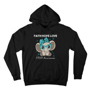 Cute Elephant I Have PTSD Awareness PTSD Awareness Hope Support Love Tall Hoodie