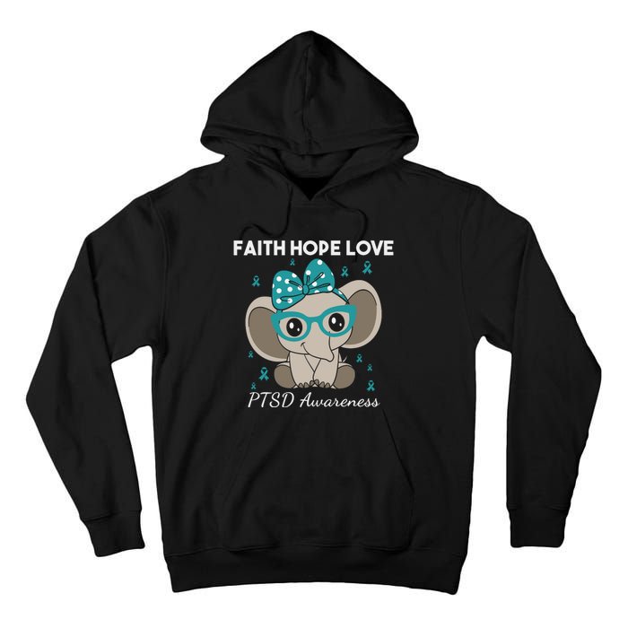 Cute Elephant I Have PTSD Awareness PTSD Awareness Hope Support Love Tall Hoodie