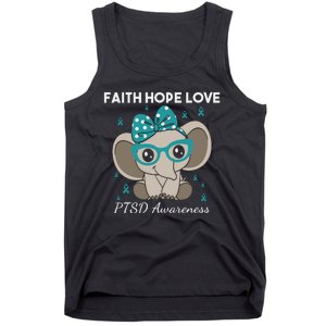 Cute Elephant I Have PTSD Awareness PTSD Awareness Hope Support Love Tank Top