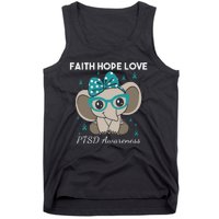 Cute Elephant I Have PTSD Awareness PTSD Awareness Hope Support Love Tank Top