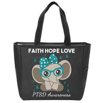 Cute Elephant I Have PTSD Awareness PTSD Awareness Hope Support Love Zip Tote Bag