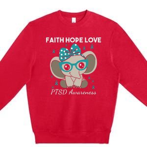 Cute Elephant I Have PTSD Awareness PTSD Awareness Hope Support Love Premium Crewneck Sweatshirt