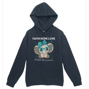 Cute Elephant I Have PTSD Awareness PTSD Awareness Hope Support Love Urban Pullover Hoodie