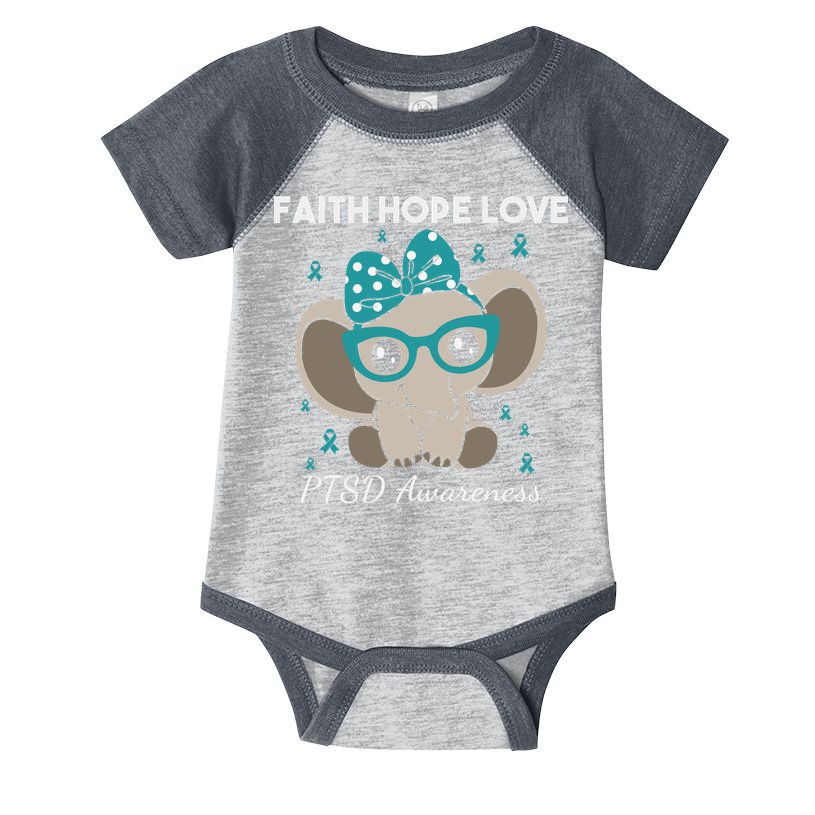 Cute Elephant I Have PTSD Awareness PTSD Awareness Hope Support Love Infant Baby Jersey Bodysuit