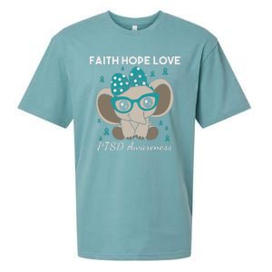 Cute Elephant I Have PTSD Awareness PTSD Awareness Hope Support Love Sueded Cloud Jersey T-Shirt