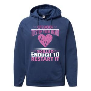 Cardiac Er Icu Hot Nurse Funny Sexy Gift Cardiology Nurse Great Gift Performance Fleece Hoodie