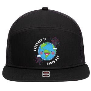 Cute Everyday Is Earth Day Climate Change Awareness Gift 7 Panel Mesh Trucker Snapback Hat