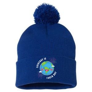 Cute Everyday Is Earth Day Climate Change Awareness Gift Pom Pom 12in Knit Beanie