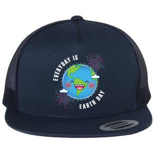 Cute Everyday Is Earth Day Climate Change Awareness Gift Flat Bill Trucker Hat