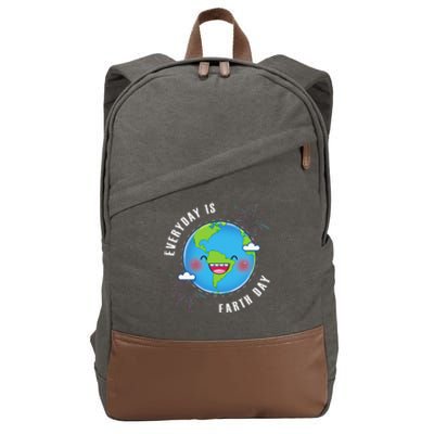 Cute Everyday Is Earth Day Climate Change Awareness Gift Cotton Canvas Backpack