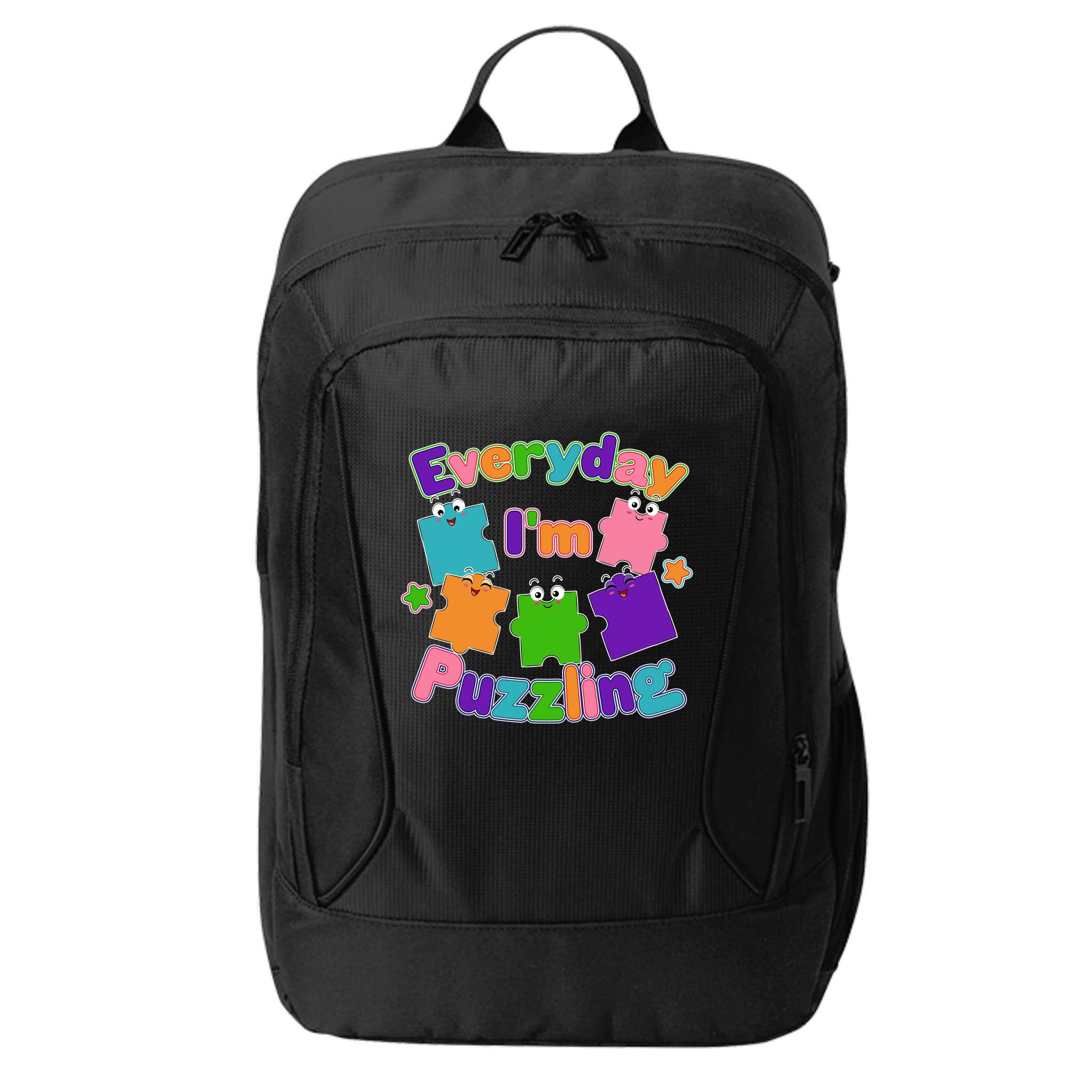 Cute Everyday I'm Puzzling Autism Awareness City Backpack