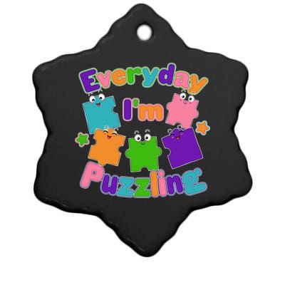 Cute Everyday I'm Puzzling Autism Awareness Ceramic Star Ornament